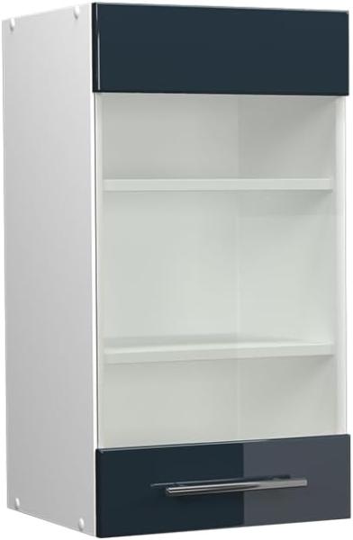 Vicco Glashängeschrank Fame-Line Weiß Dunkelblau Hochglanz 40 cm