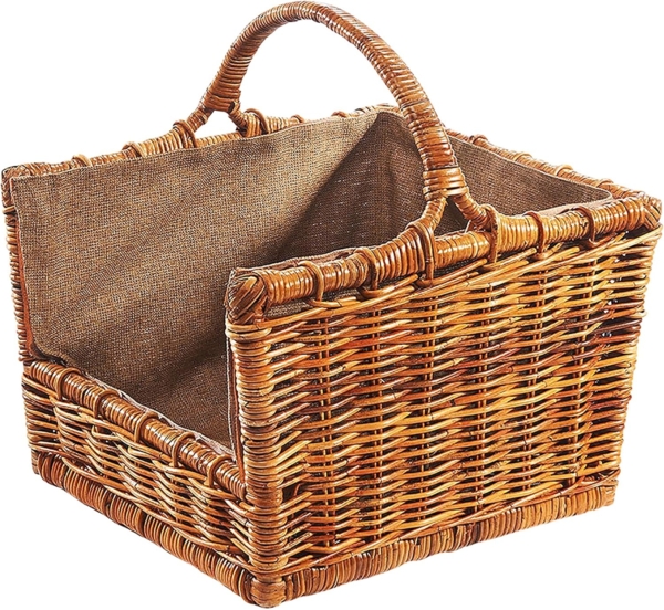 Kobolo Kaminholzkorb Holztrage Rattan lacak mit abnehmbarem Leinenstoff