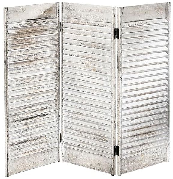 Kobolo Dekoobjekt Tischparavent Fenstersichtschutz -white washed- 90x81 cm (1 St)