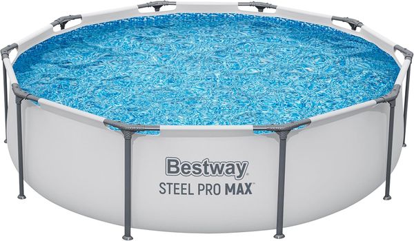 Bestway Steel Pro MAX Frame Pool ohne Pumpe Ø 305 x 76 cm, lichtgrau, rund