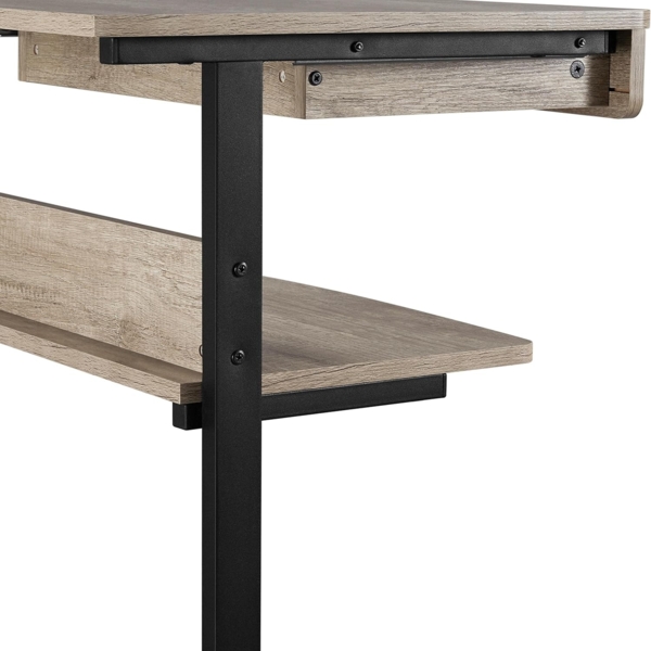 Yaheetech Schreibtisch, Computertisch auf Rollen, Bürotisch mit Tastaturablage und offenem Fach, Industrie-Design, 56 x 51 x 79 cm, für Homeoffice, Arbeitszimmer, Grau Bild 9