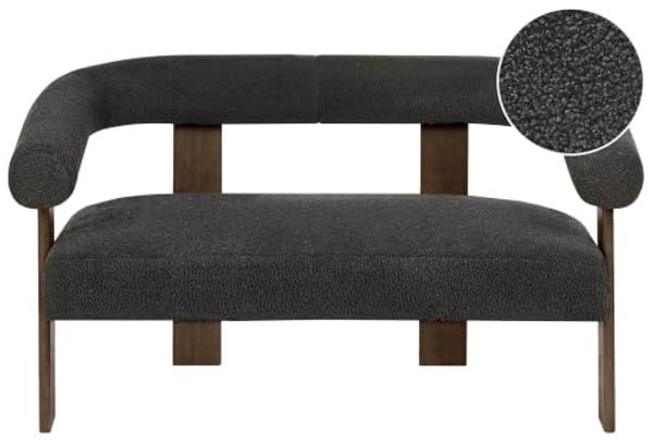 Sofa 2-Sitzer ILBRO Bouclé Schwarz Dunkelbraun