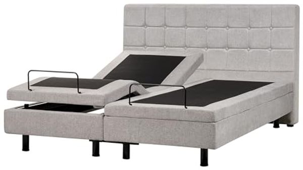 Bett verstellbar Stoff DUKE 160 x 200 cm Hellgrau