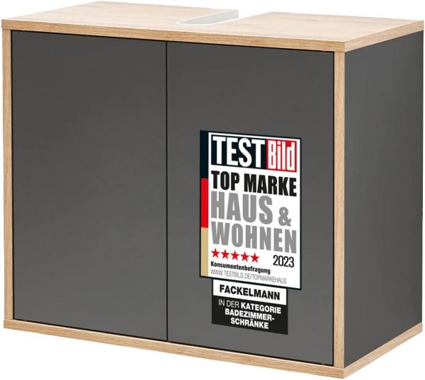 Fackelmann FINN Waschbeckenunterschrank 60 cm, Braun hell/Anthrazit