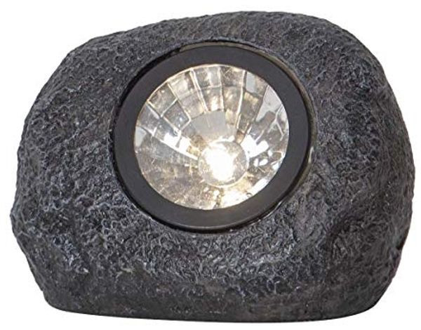 LED-Solarstein "Rocky", 1 warmwhite LED, grau