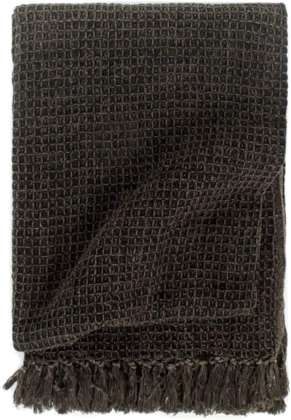 vidaXL Überwurf, Baumwolle anthrazit / braun, 160x210 cm