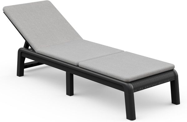 Keter Palma Sonnenliege für den Garten mit 4-Fach Verstellbarer Rücklehne und bequemer Auflage, klappbare Gartenliege, grau, 187 x 58 x 29 cm, pflegeleicht, wetterfest und uv-beständig