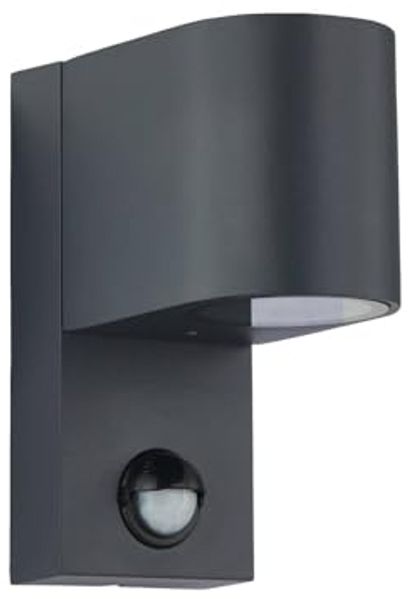 Lindby Außen-Wandleuchte Gelso, Metall, Schwarz IP44mit Bewegungsmelder, 1 x 10 W LED