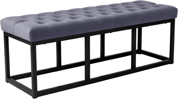 CLP Sitzbank Polson, Modern, Gestell schwarz, Samt, Gesteppt, Bodenschoner, Design,grau 120 cm