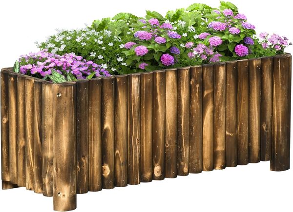 Outsunny Hochbeet Pflanzkasten Kräuterbeet Pflanzbeet Gemüse Blumenbeet Blumenkasten, Tannenholz 100 x 38,5 x 40 cm