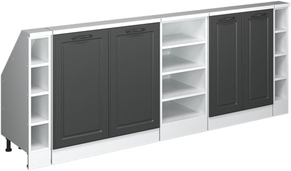 Dachschrägenschrank-Set Rion Anthrazit Landhaus/Weiß 5er Set Vicco