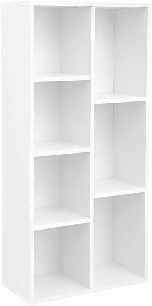 Vasagle Bücherregal mit 7 Fächern Bücherschrank TV-Ständer Display-Regal 50 x 24 x 106 cm (B x T x H) Weiß LBC27WT