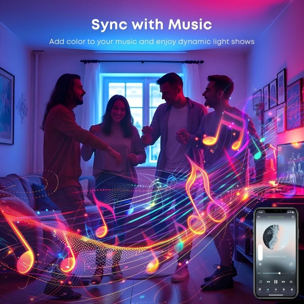 LQWELL LED-Streifen 10-30m LED Strip Licht-Band Leiste RGB einstellbar Fernbedienung App, 480-flammig, 20m Licht-Streifen 480 LEDs 36W Fernbedienung Wohnzimmer Party Bild 4