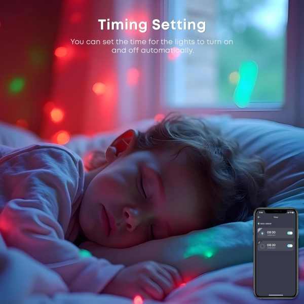 LQWELL LED-Streifen 10-30m LED Strip Licht-Band Leiste RGB einstellbar Fernbedienung App, 480-flammig, 20m Licht-Streifen 480 LEDs 36W Fernbedienung Wohnzimmer Party Bild 5