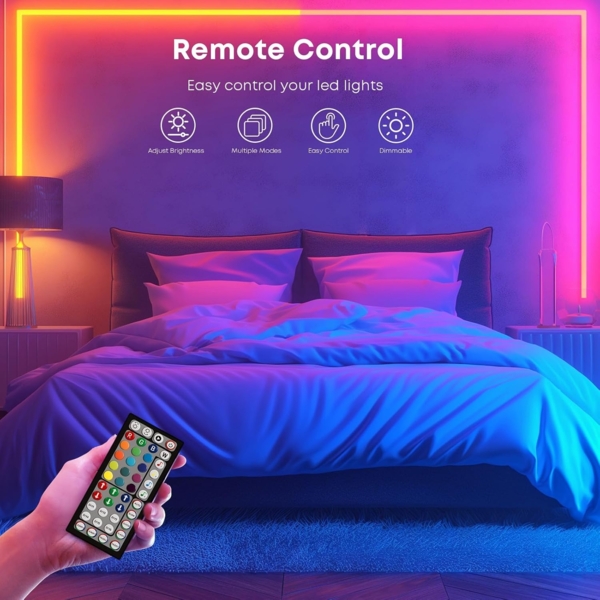 LQWELL LED-Streifen 10-30m LED Strip Licht-Band Leiste RGB einstellbar Fernbedienung App, 480-flammig, 20m Licht-Streifen 480 LEDs 36W Fernbedienung Wohnzimmer Party Bild 3