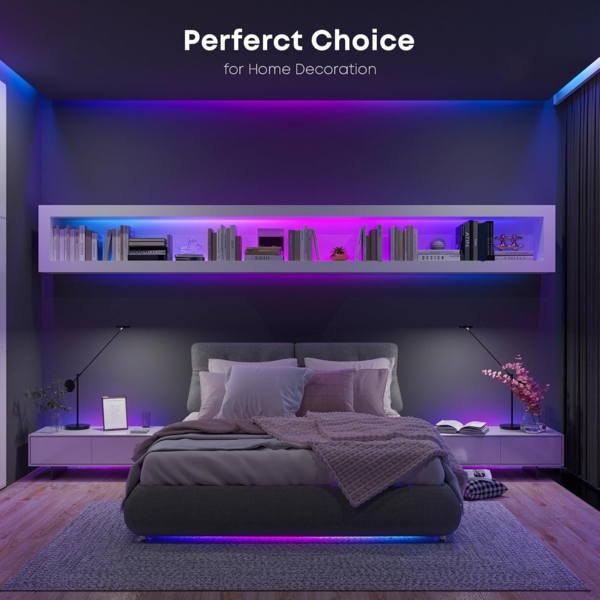 LQWELL LED-Streifen 10-30m LED Strip Licht-Band Leiste RGB einstellbar Fernbedienung App, 480-flammig, 20m Licht-Streifen 480 LEDs 36W Fernbedienung Wohnzimmer Party Bild 7