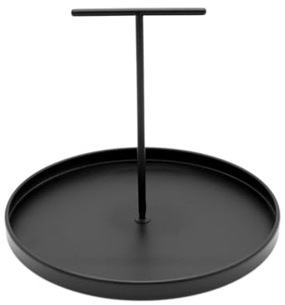 Spetebo Tablett Einhand Serviertablett rund schwarz - 30 cm, Metall, (Packung, 1 tlg), Elegantes Metall Tablett mit Handgriff