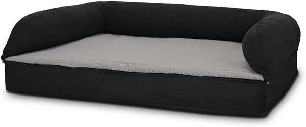 Matratzen Discount orthopädisches Hundebett mit Rückenlehne, PU-Komfortschaum braun, 27 x 100 x 70 cm