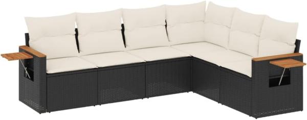 vidaXL 6-tlg. Garten-Sofagarnitur mit Kissen Schwarz Poly Rattan 3259242