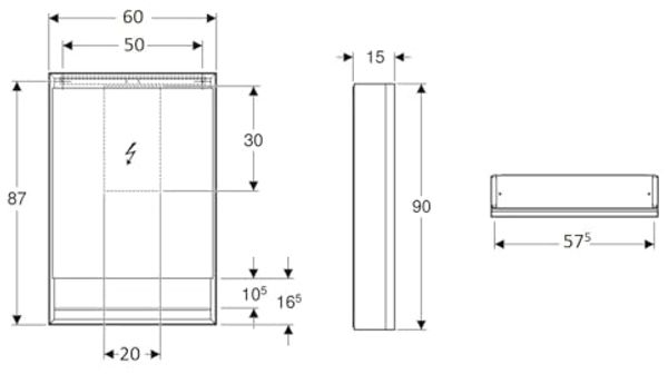 Geberit ONE Spiegelschrank mit ComfortLight, 1 Tür, mit Nische, Aufputzmontage, Aluminium eloxiert, 60x90 cm, 505.83, Ausführung: Anschlag rechts - 505.831.00.1 Bild 3