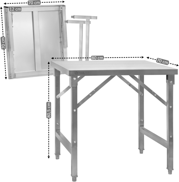 Mahlzeit Küchentisch Edelstahltisch, 80 x 70 x 80,5 cm, Arbeitstisch, Serviertisch, Gastrot (1-St), Langlebig Bild 2