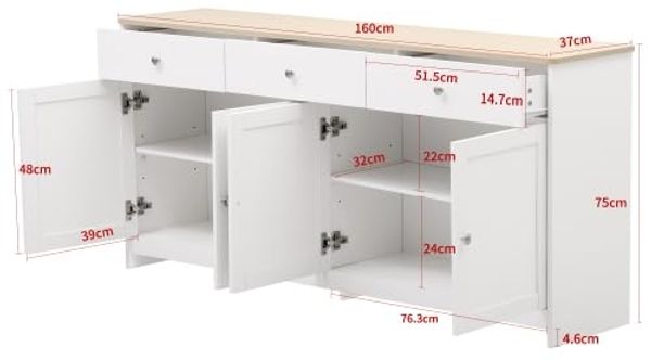 FurnitureR Weißholz Kommode, Moderner Stil, Robuste MDF-Konstruktion, Platzsparendes Design, Vielseitige Aufbewahrungslösung, Einfache Installation Bild 2