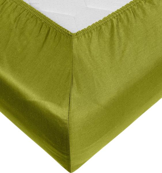 Bettwaesche-mit-Stil Mako-Satin Spannbettlaken grün 100x200cm Höhe 21-30cm Bild 3