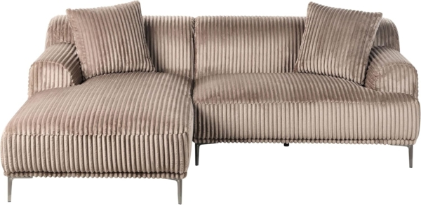 Ecksofa STENUM Cord Hellbraun rechtsseitig