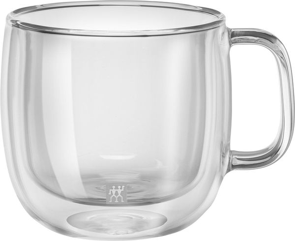 Zwilling Sorrento Low 450 ML 2 Stück Thermo-Cappuccino-Tassen mit doppelwandigem Glas