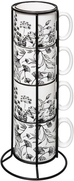 Becher Set mit Ständer FLORAL