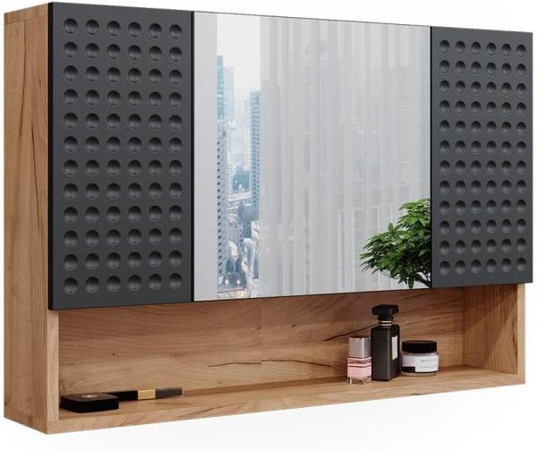 Vicco Badspiegelschrank Irma Eiche Anthrazit 80 x 55 cm Badezimmer