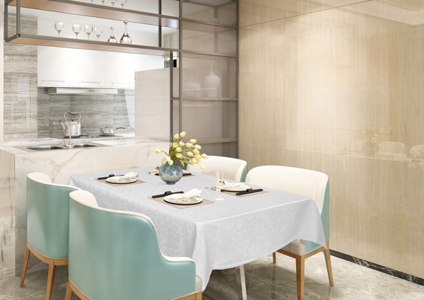 EUGAD Tischdecke (1-tlg), Damast Ornamente, mit Saum, Abwaschbar und Bügelfrei Bild 2