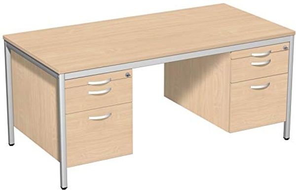 Geramöbel Schreibtisch Lichtgrau 160x80 cm 2 Hängecontainer