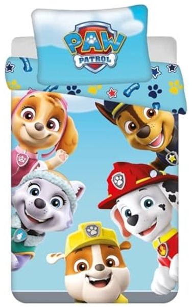 Paw Patrol Bettwäsche-Set für Kinderbett 100x135 cm + 40x60 cm aus 100% Baumwolle mit Reißverschluss