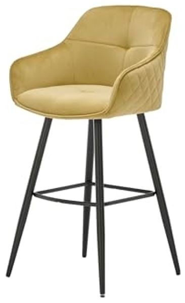 Barhocker >Emma< (2er-Set) drehbar, gold, schwarz, Samtbezug - 57x105x53cm (BxHxT)