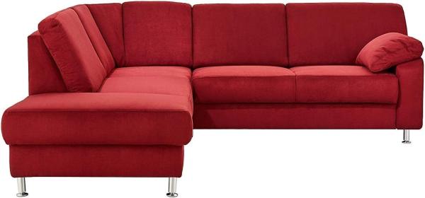 Cavadore Ecksofa Belfast mit Federkern Eckcouch im modernen Design, Mikrofaser, rot, 243 x 88 x 218 cm