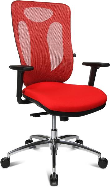 Topstar Sitness Net Pro 100, ergonomischer Bürostuhl, Schreibtischstuhl, Punktsynchronmechanik, inkl. höhenverstellbaren Armlehnen, Stoff, rot