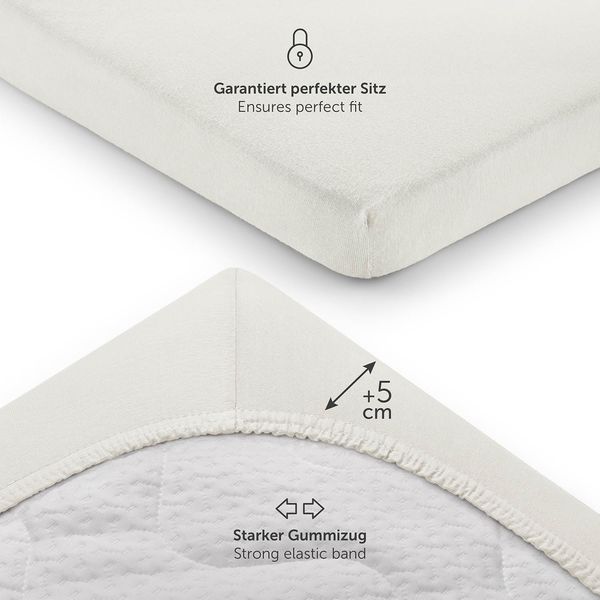 Laleni 2er-Set Basic Spannbettlaken Stubenwagen rechteckig 42x81 cm - Oeko-Tex Zertifiziert, 100% Baumwolle, atmungsaktives Spannbetttuch Jersey Baby, 135 g/m², Elfenbein Bild 3