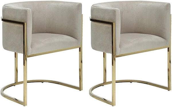 Vente-unique - PERIA Stuhl SamtStoff Beige - B 56,5 cm x H 76 cm x L 60 cm Bild 4