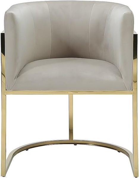 Vente-unique - PERIA Stuhl SamtStoff Beige - B 56,5 cm x H 76 cm x L 60 cm Bild 6