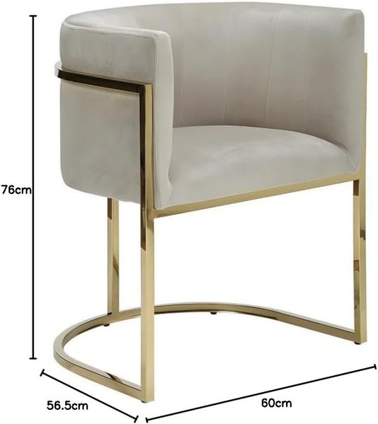 Vente-unique - PERIA Stuhl SamtStoff Beige - B 56,5 cm x H 76 cm x L 60 cm Bild 3