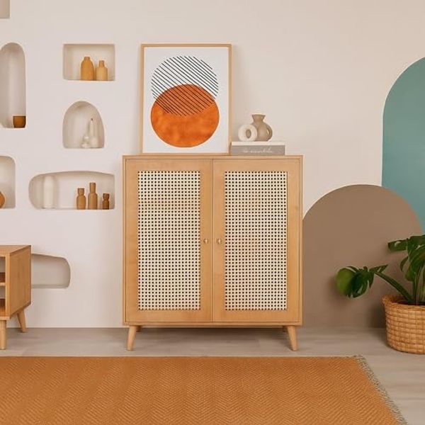 Dmora - Sideboard Selara, Wohnzimmerbuffet, Sideboard, Küchenschrank, 90 x 40 x 110 cm, Eiche