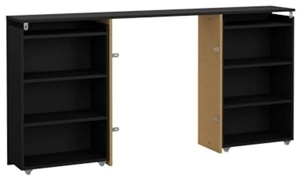Dmora - Nachttisch Felicite, Niedrige Kommode, Tisch, Multifunktionaler Nachttisch, 165x26 h80 cm, Schwarz Bild 3