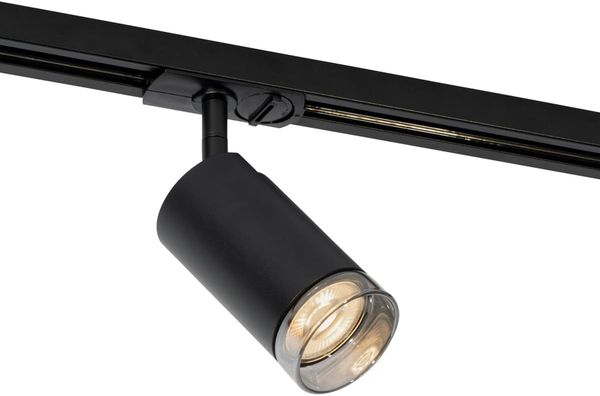 Qazqa Schienensystem-Sets Iconic jeana, 11.5 cm, (1-tlg), GU10, Schwarz, Modern, Aluminium, Deckenstrahler 1-flammig