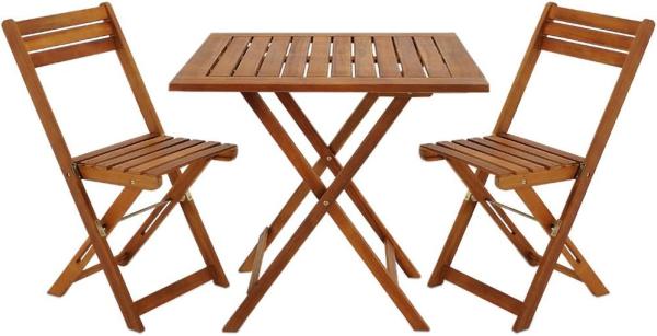 Casaria Balkonset Casaria, 2 Personen 3-Tlg Holz Klappbar Wetterfest 160kg Belastbar Akazie