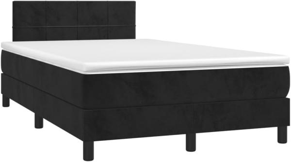 vidaXL Boxspringbett mit Matratze & LED Schwarz 120x200 cm Samt, Härtegrad: H2 [3134395]