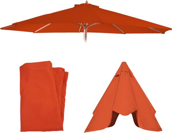 Ersatz-Bezug für Sonnenschirm Florida, Sonnenschirmbezug Ersatzbezug, Ø 3,5m Polyester 8 Streben ~ terracotta