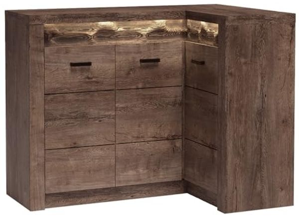 Lomadox Kommode INGENIO-161, Eckschrank Sideboard Wohnzimmerschrank modern Esche in braun