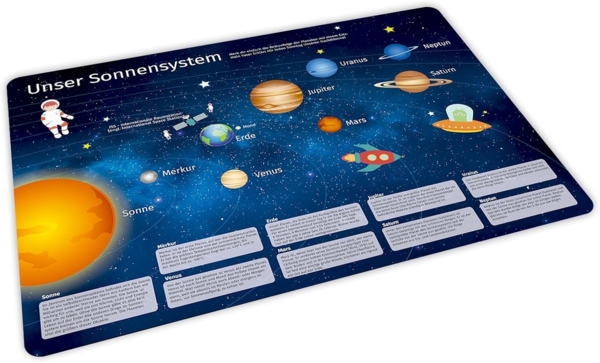 nikima Platzset stabiles Vinyl Tischset - Sonnensystem Kinder Platzset abwaschbar, (1-St)