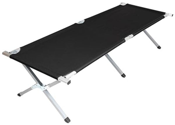 Spetebo Feldbett XXL Campingbett mit Tragetasche 190 x 64cm schwarz (Packung, 1-St, klappbar) Reise Feldbett mit Belastbarkeit bis 120 kg